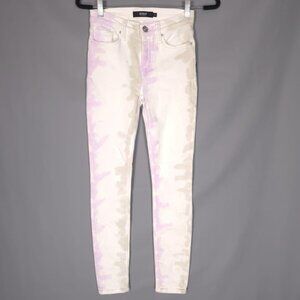 NWT HUDSON Women’s‎ Nico Super Skinny Tie Dye Jeans Size 24 Cream White Pink